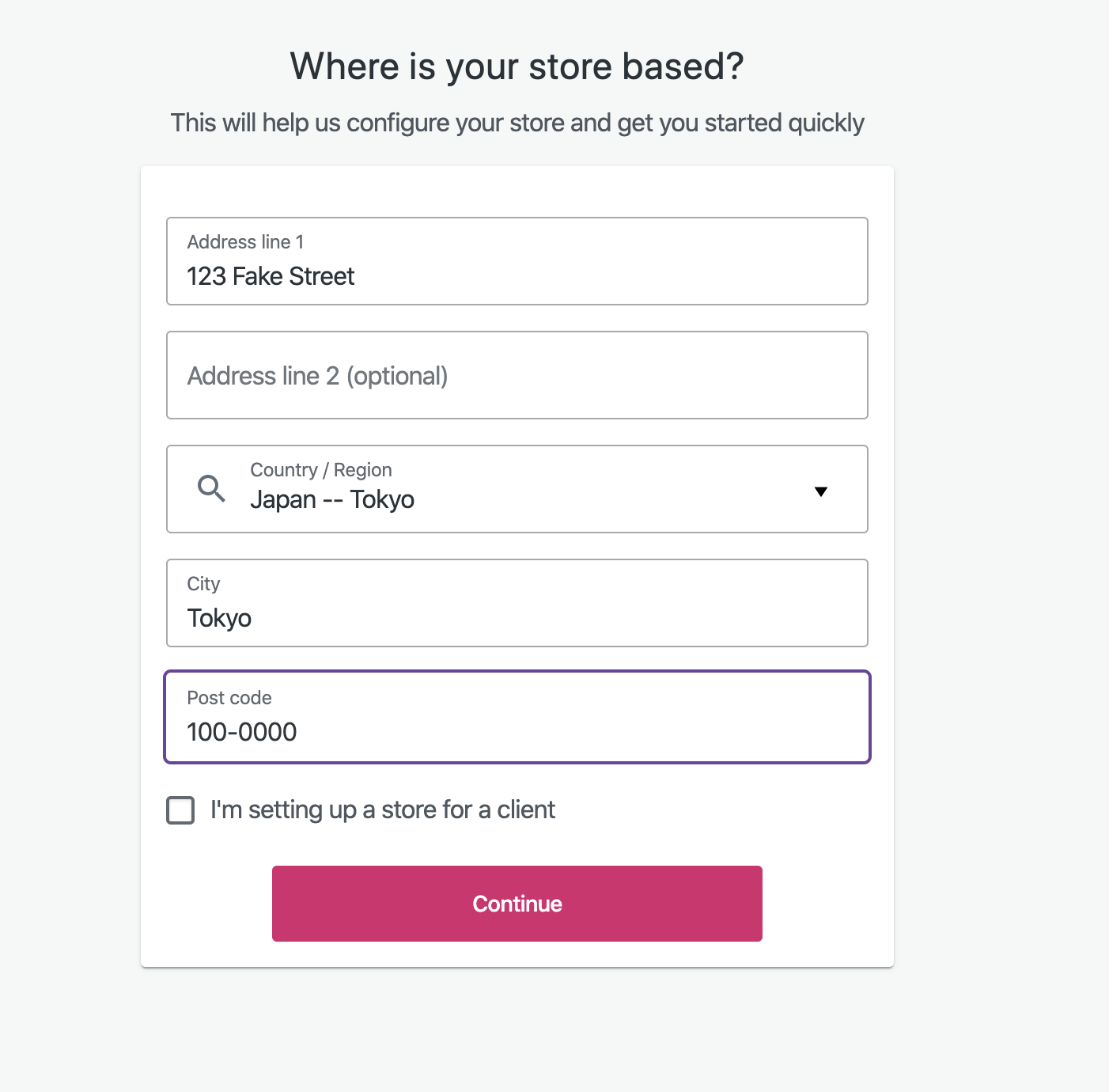 Address setup