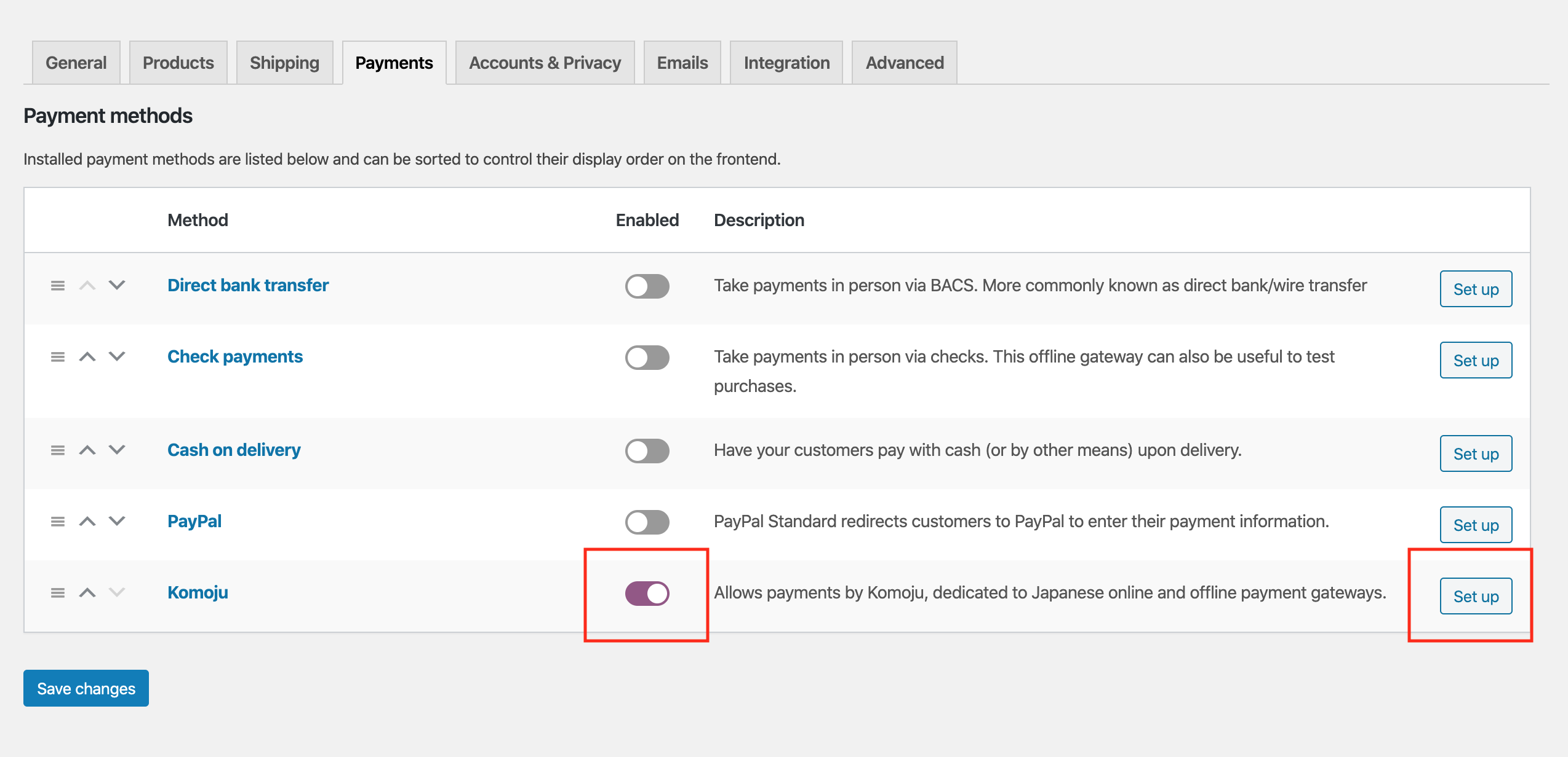 Enable Komoju Plugin